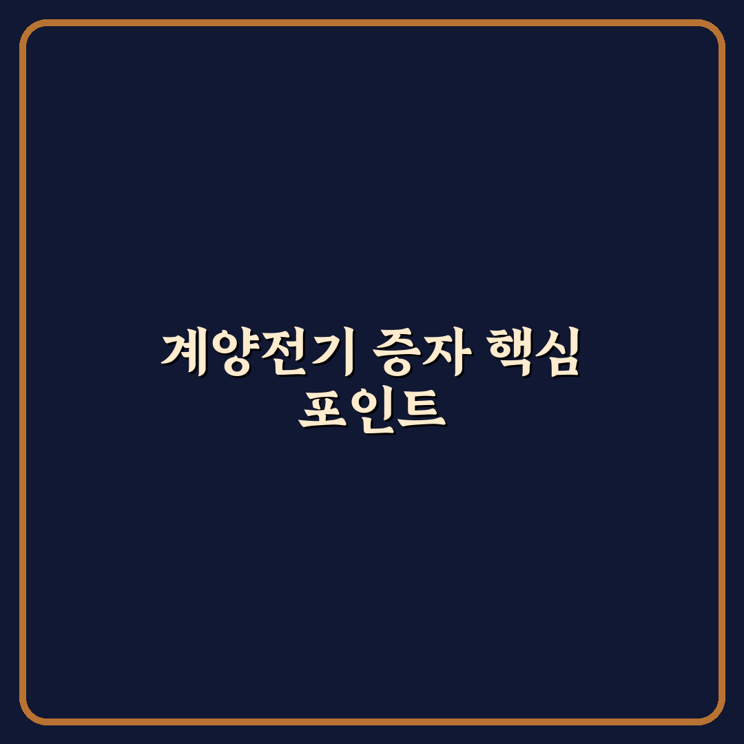 계양전기 유상증자 5가지 체크포인트 분석과 판단 기준