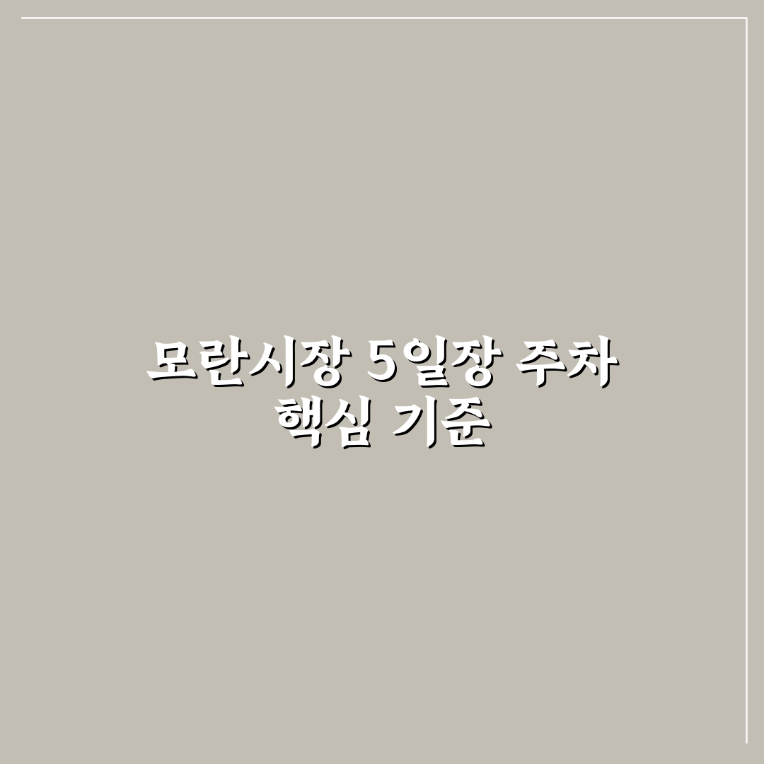 모란시장 5일장 주차 공간별 비교와 최적 선택 가이드
