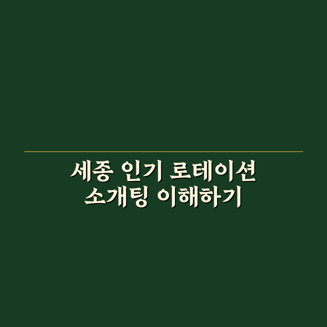 세종 로테이션 소개팅 추천과 초보 꿀팁 알려드려요