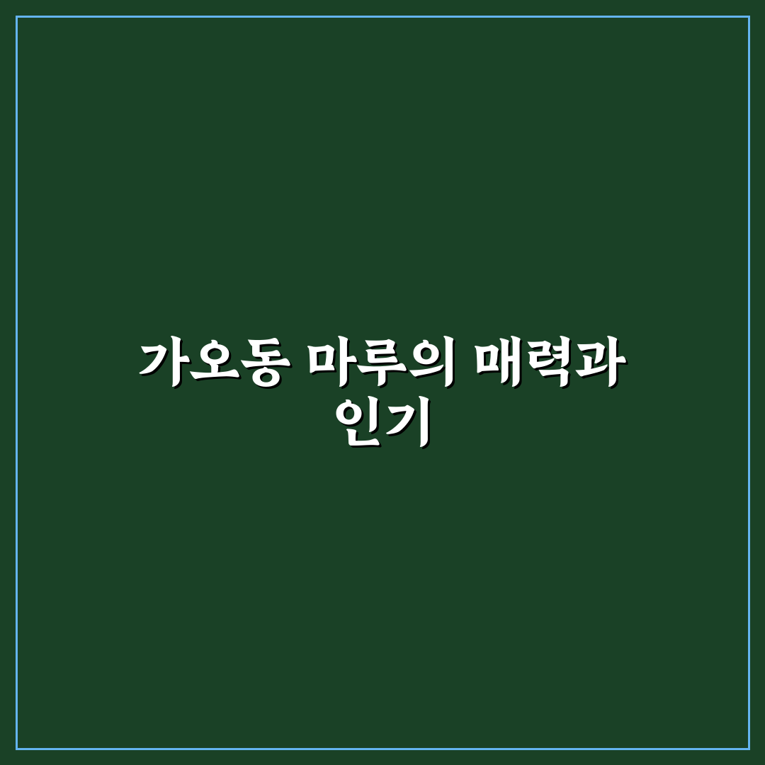 가오동 마루 비교와 선택 기준 5가지 총정리