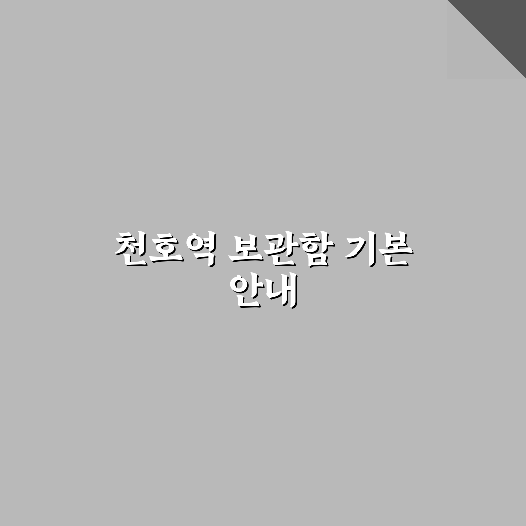 천호역 물품보관함 이용 꿀팁과 안전하게 사용하는 방법