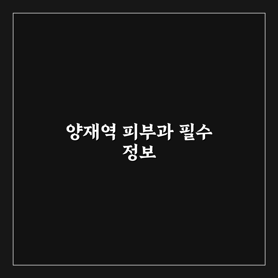 양재역 피부과 방문 전 알아두면 좋은 꿀팁 공유